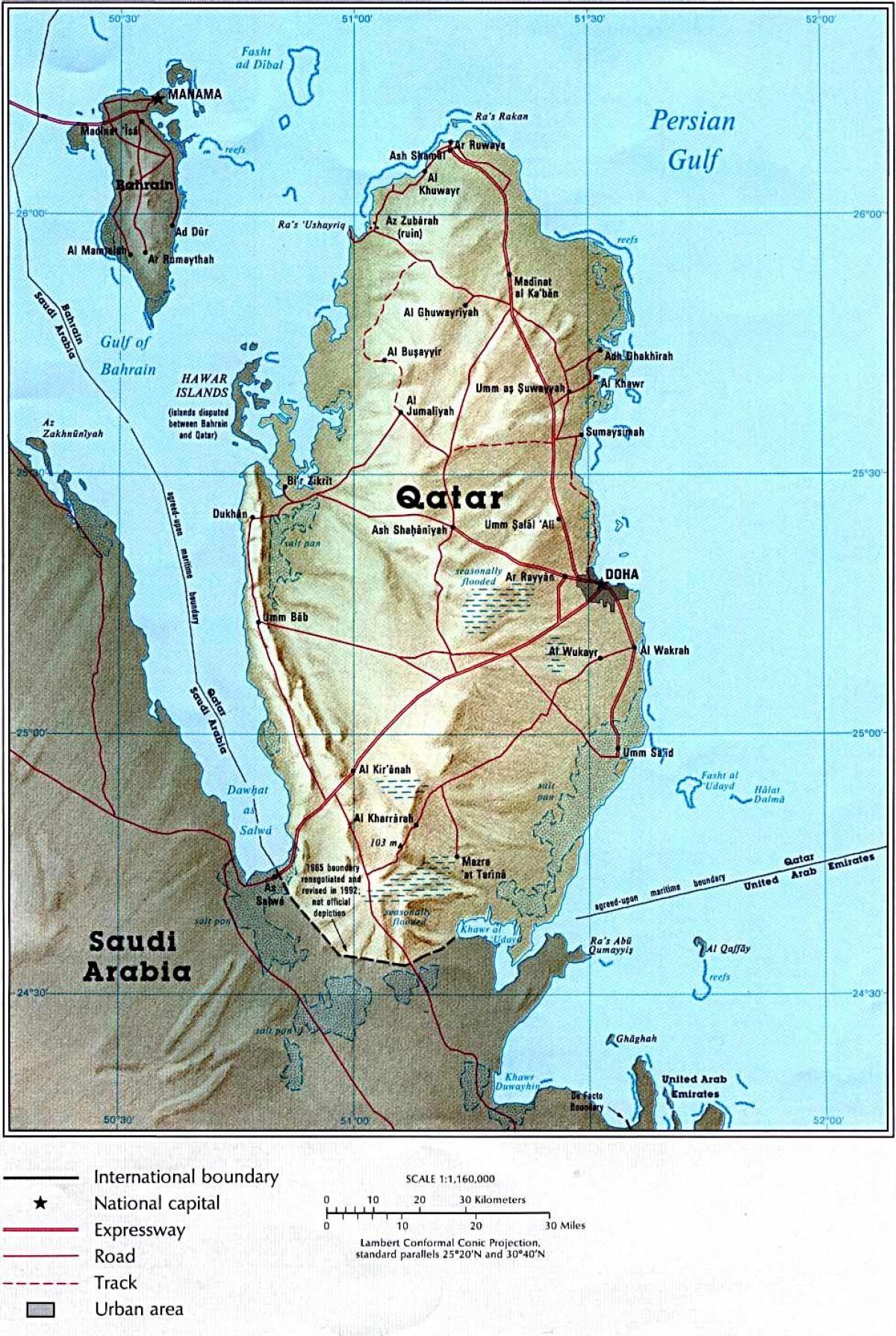 Карта на Катар на пътя 