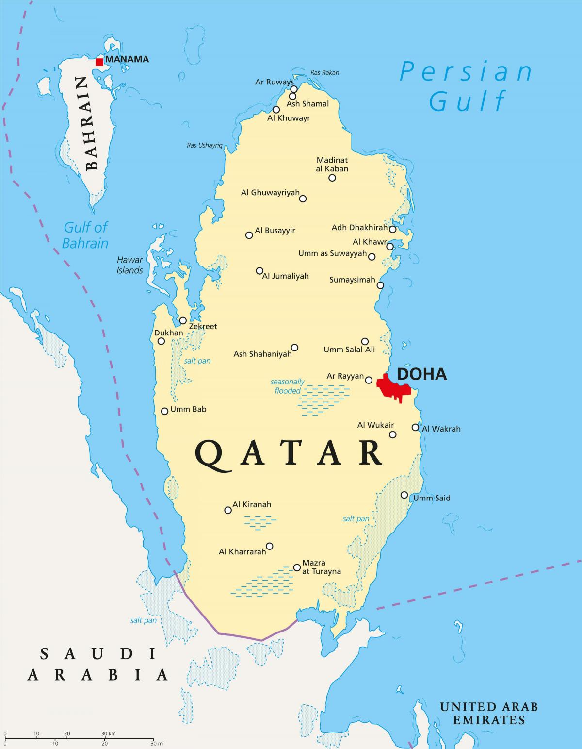 Катар картата с градовете